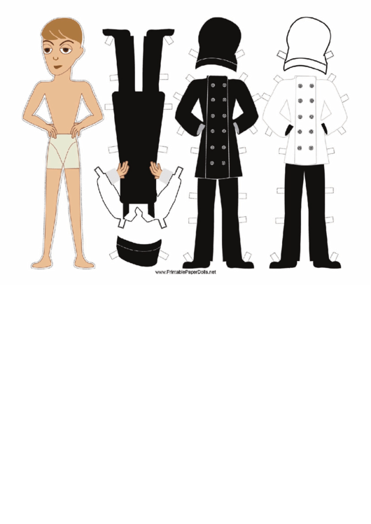 Male Chef With Apron Paper Doll Printable pdf