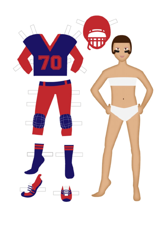Football Player Paper Doll Female Printable pdf
