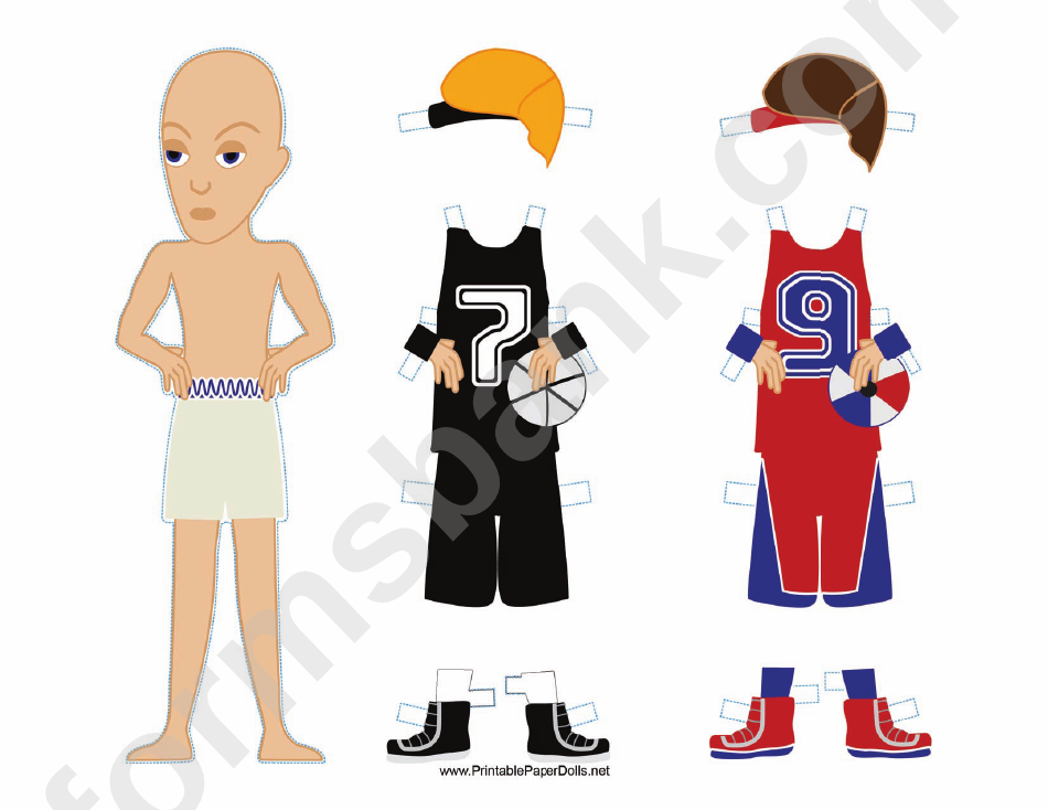 Male Basketball Player Paper Doll