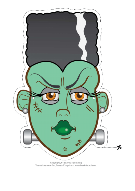 Monster Bride Of Frankenstein Mask Template Printable pdf