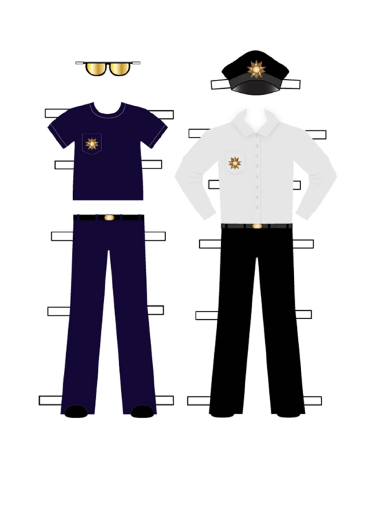 Policeman Paper Doll Outfits Printable pdf