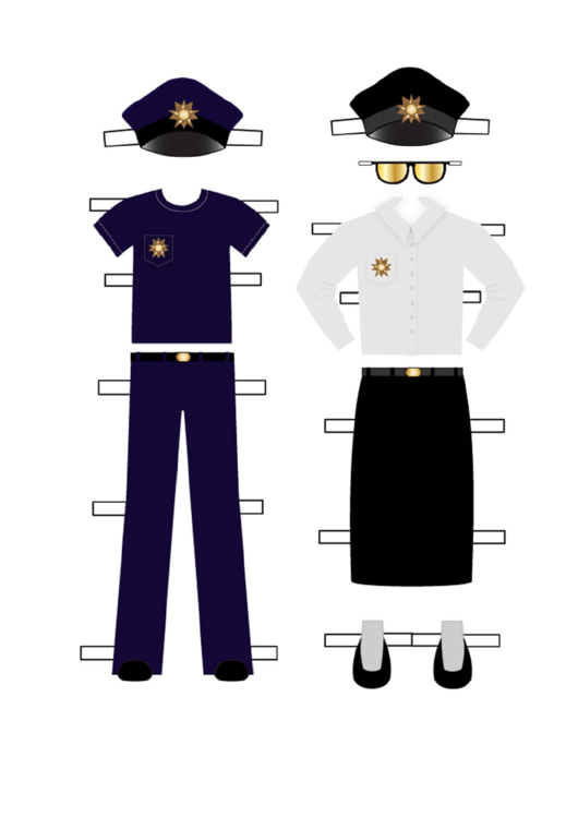 Policewoman Paper Doll Outfits Printable pdf
