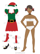 Christmas Red And Green Paper Doll Template