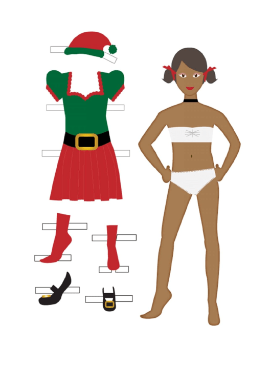 Christmas Red And Green Paper Doll Template Printable pdf