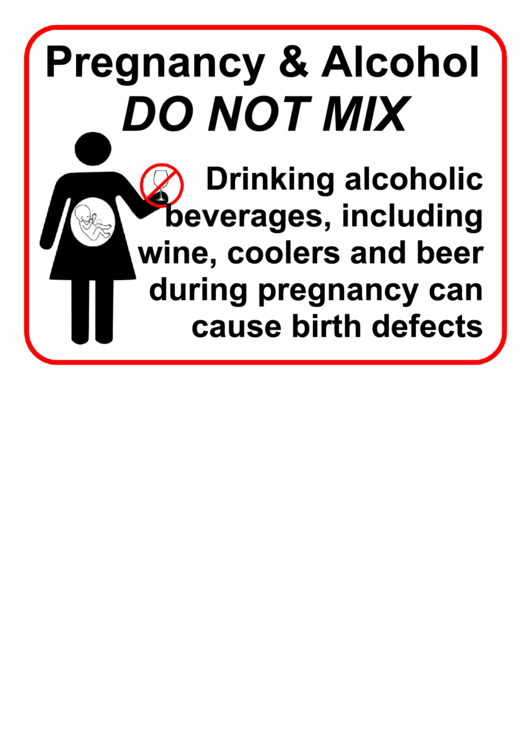 Pregnancy And Alcohol Sign Printable pdf