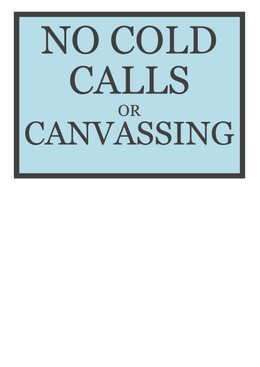 No Cold Calls Sign Printable pdf