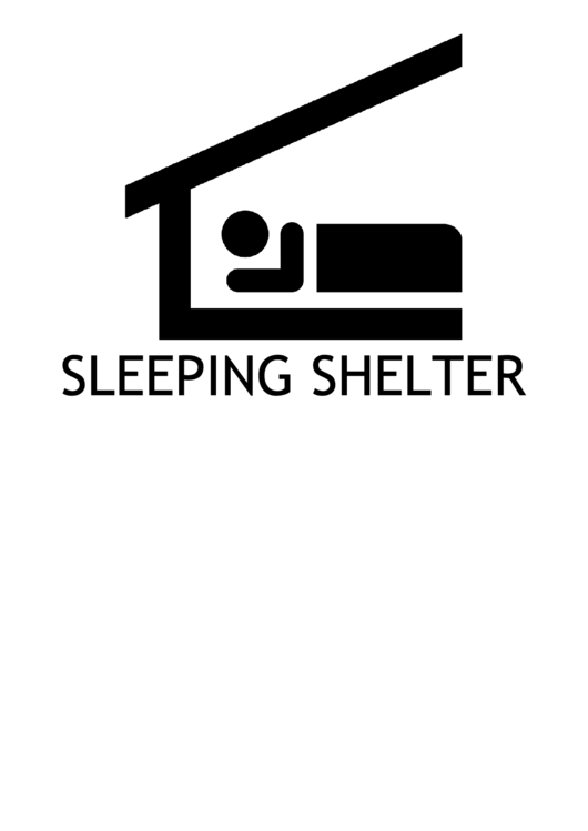 Sleeping Shelter With Caption Sign Printable pdf