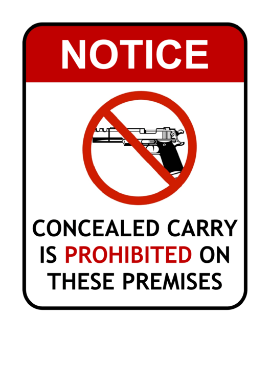 Prohibited Concealed Carry Sign Printable pdf