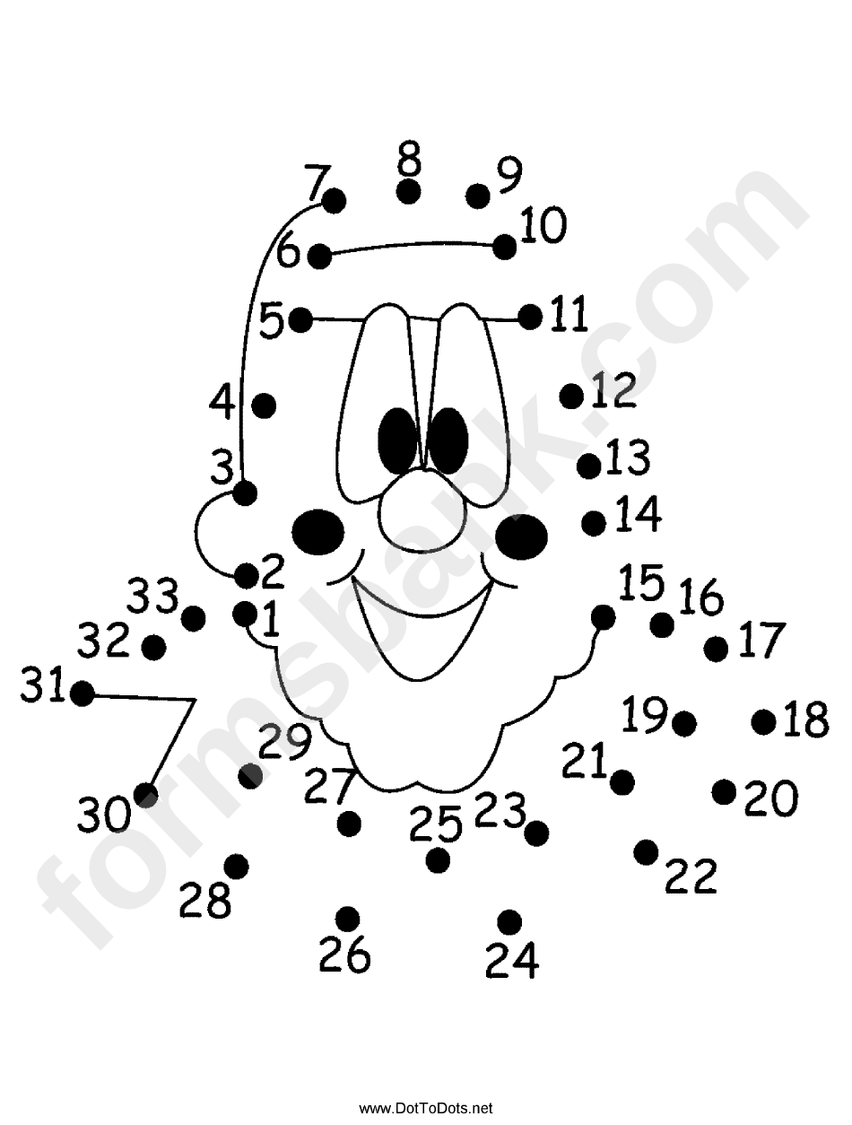 Smiling Clown Face Dot-To-Dot Sheet