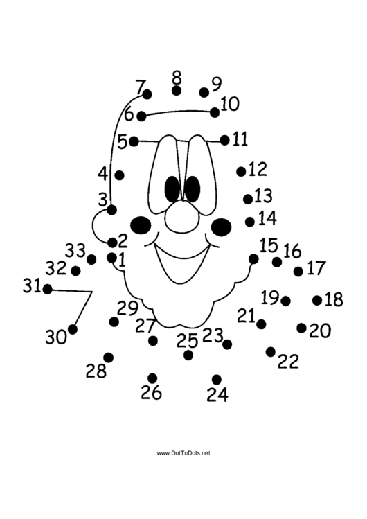 Smiling Clown Face Dot-To-Dot Sheet Printable pdf