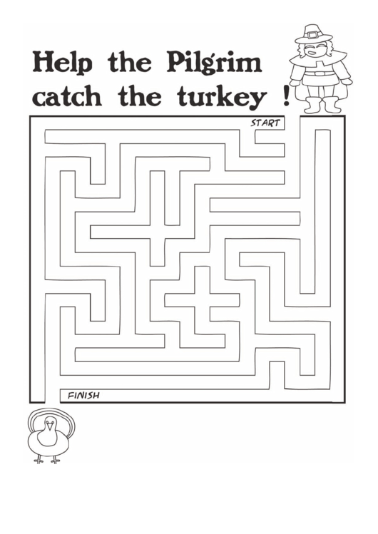 Pilgrim Turkey Thanksgiving Maze Template