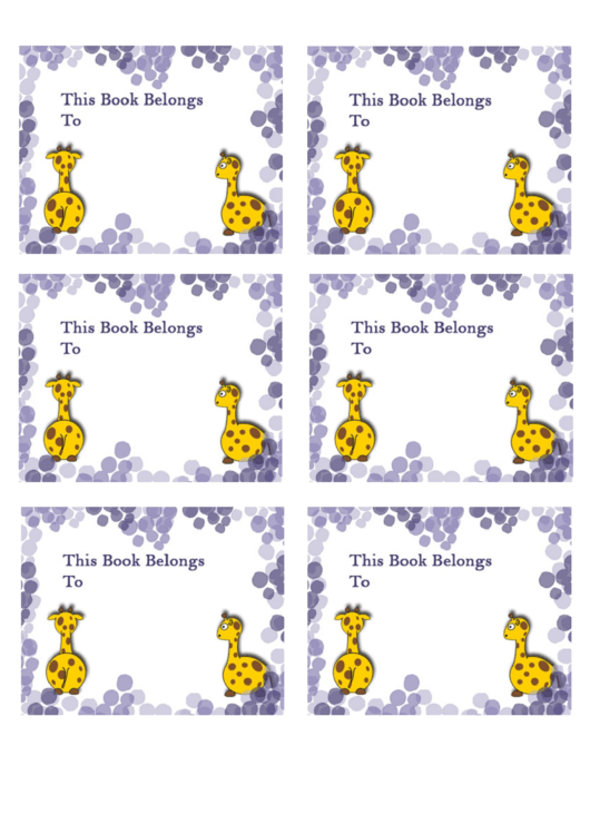 Giraffe Bookplates Printable pdf