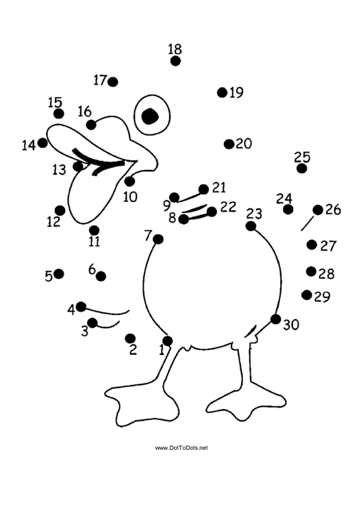Quacking Duck Dot-To-Dot Sheet Printable pdf