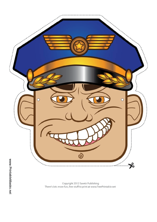 Pilot Male Mask Template Printable pdf