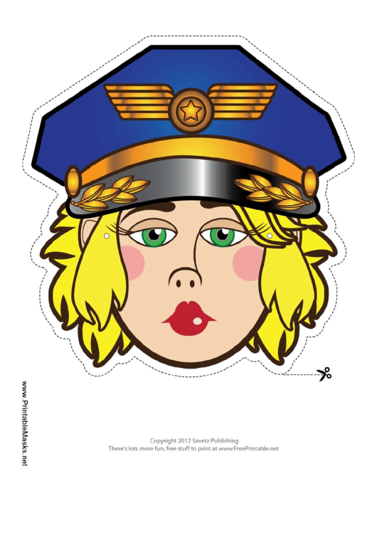 Pilot Female Mask Template Printable pdf
