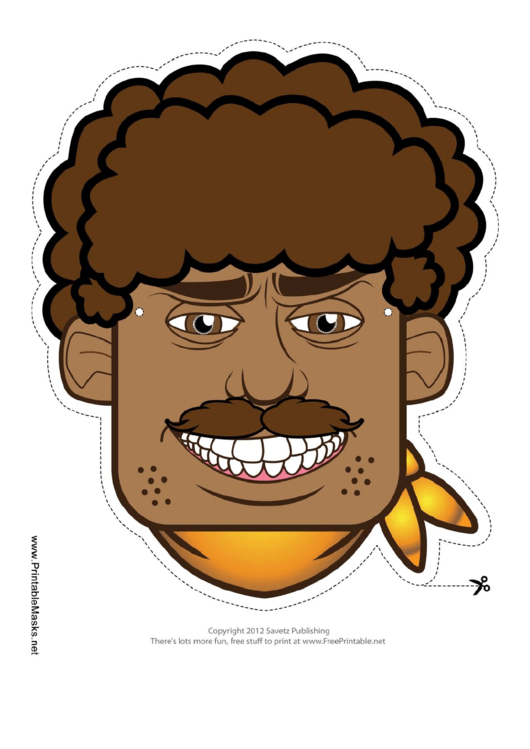 70s Guy Freckles Mask Template Printable pdf