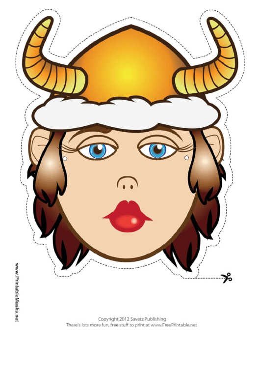 Viking Horns Female Mask Template Printable pdf