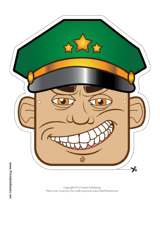 Military Officer Male Mask Template Printable pdf