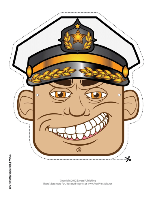 Captain Male Mask Template Printable pdf