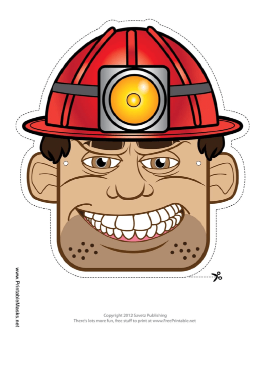 Caver-Miner Male Mask Template Printable pdf