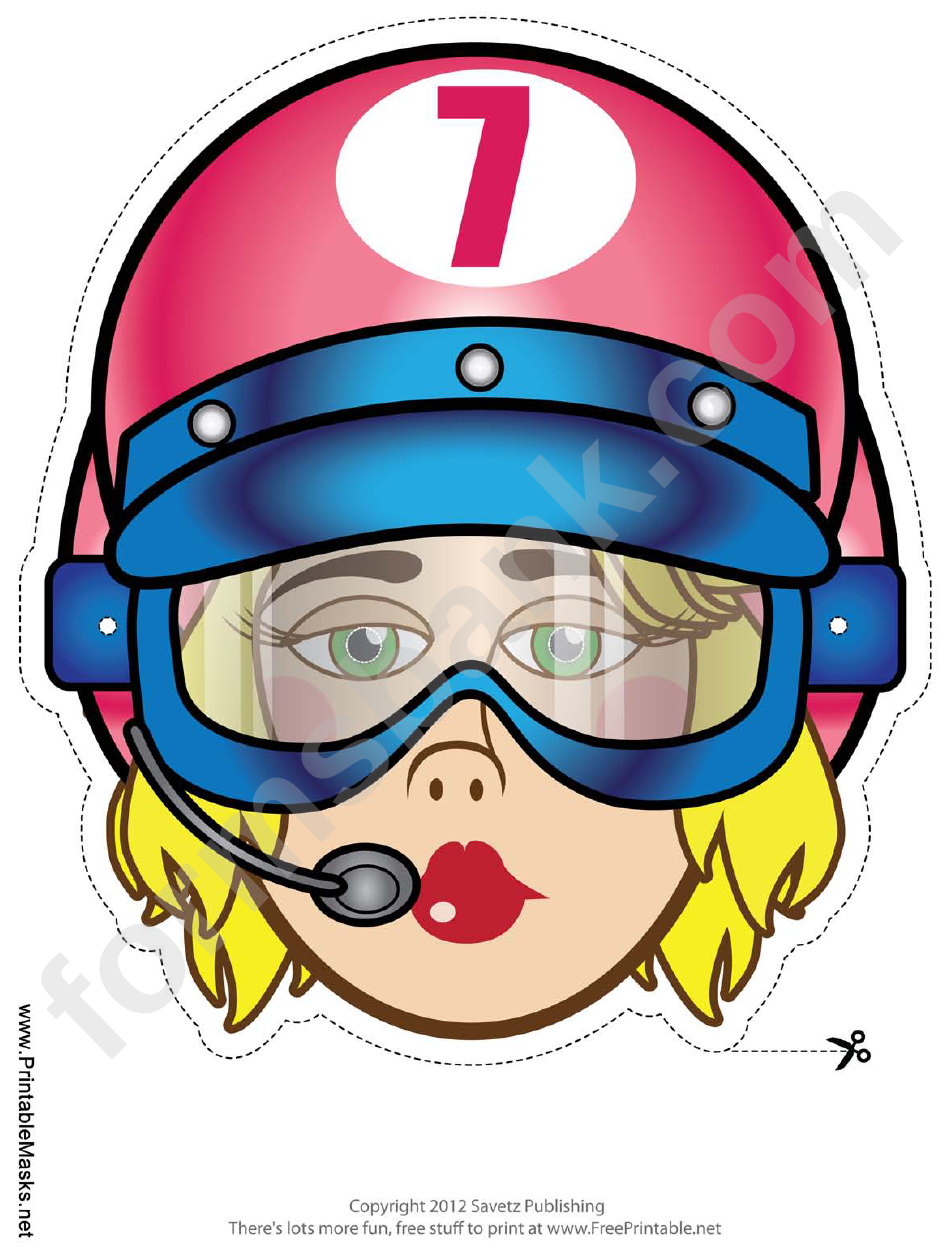 Racecar Driver Goggles Female Mask Template
