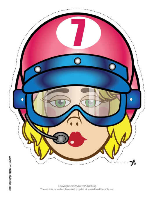 Racecar Driver Goggles Female Mask Template Printable pdf