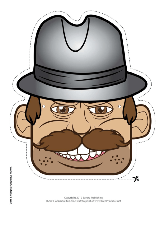 Detective Male Mask Template Printable pdf