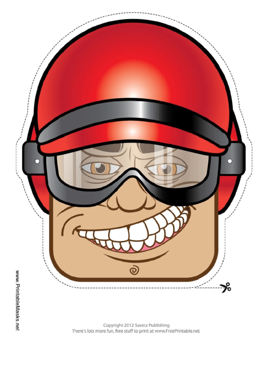 Biker Male Mask Template Printable pdf