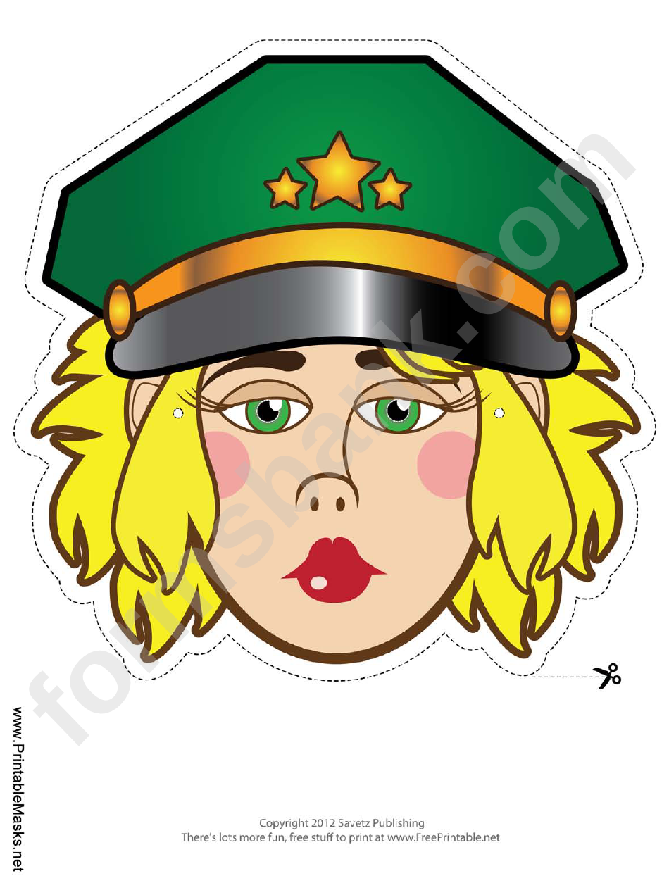 Military Officer Female Mask Template printable pdf download