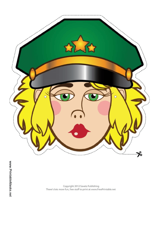 Military Officer Female Mask Template Printable pdf