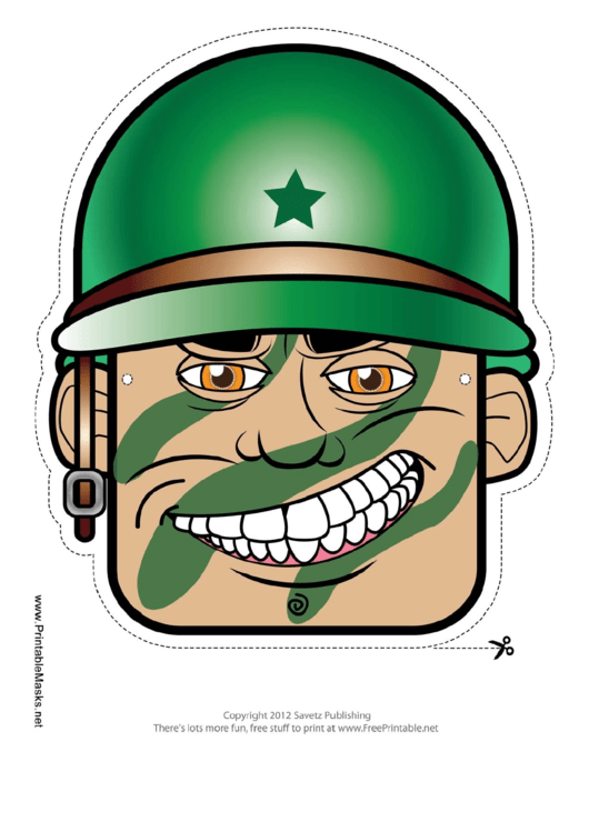 Soldier Male Mask Template Printable pdf