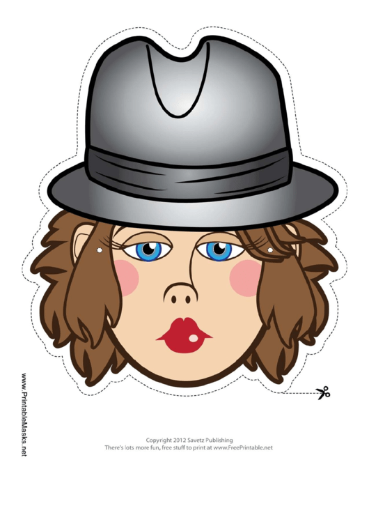 Detective Female Mask Template Printable pdf