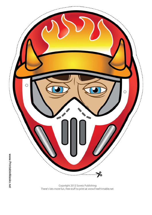 Motocross Male Horns Mask Template Printable pdf