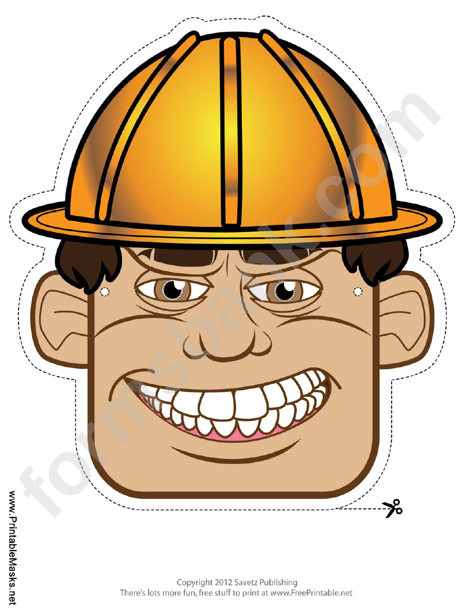 Construction Worker Male Mask Template