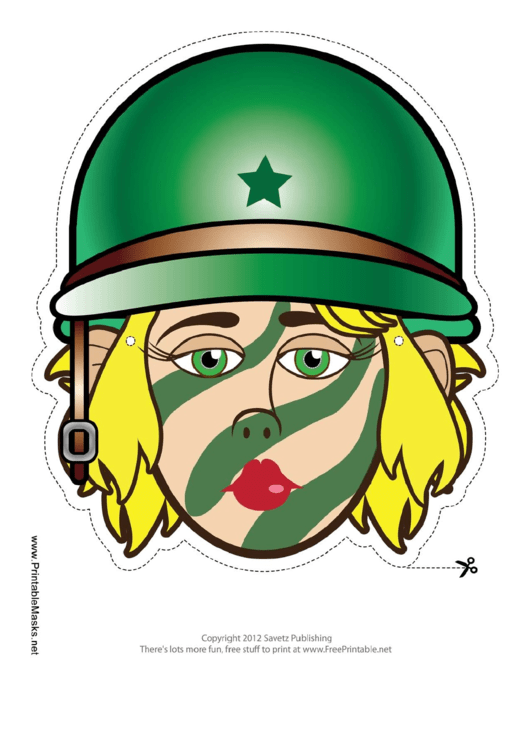 Soldier Female Mask Template Printable pdf