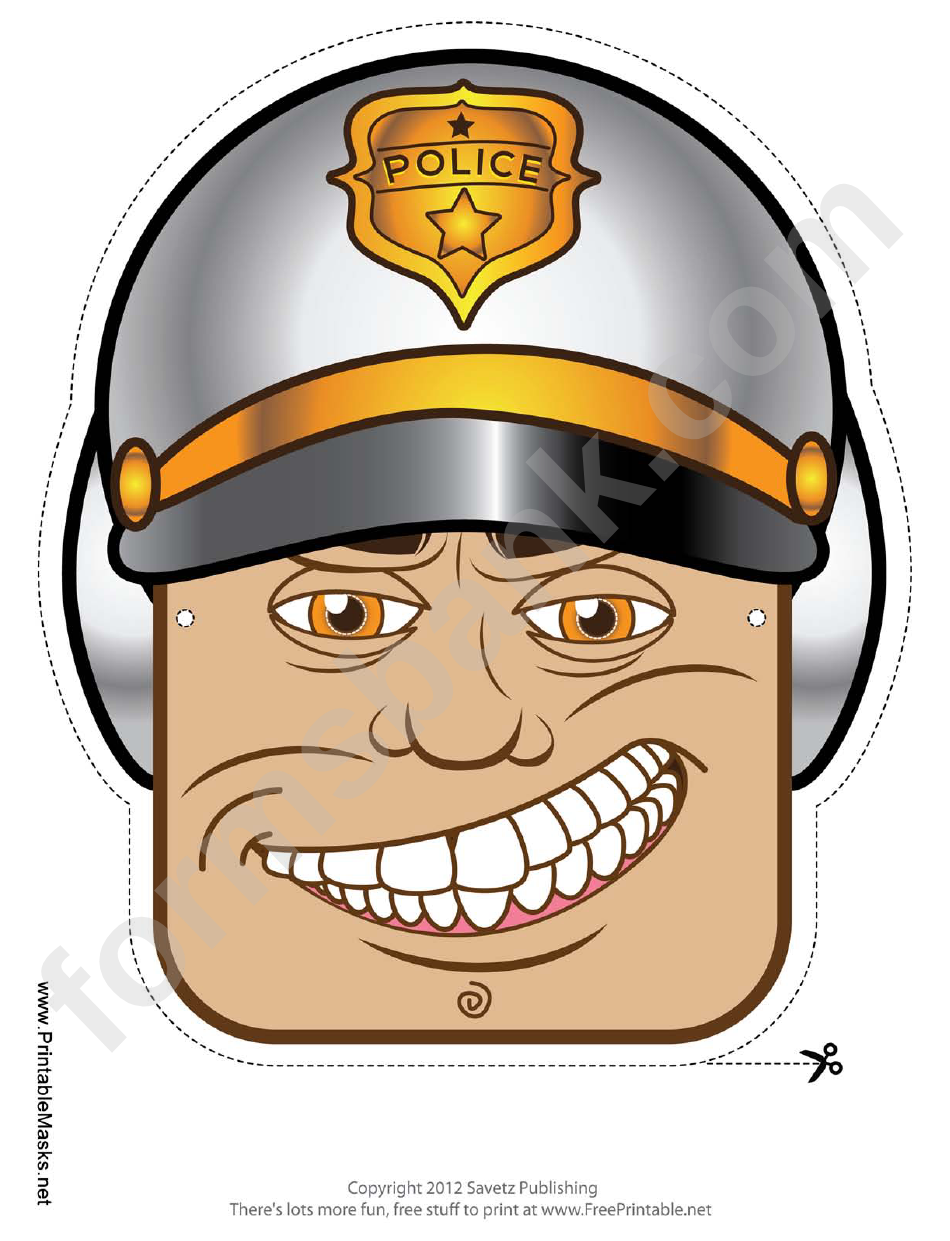 Motorcycle Cop Male Mask Template