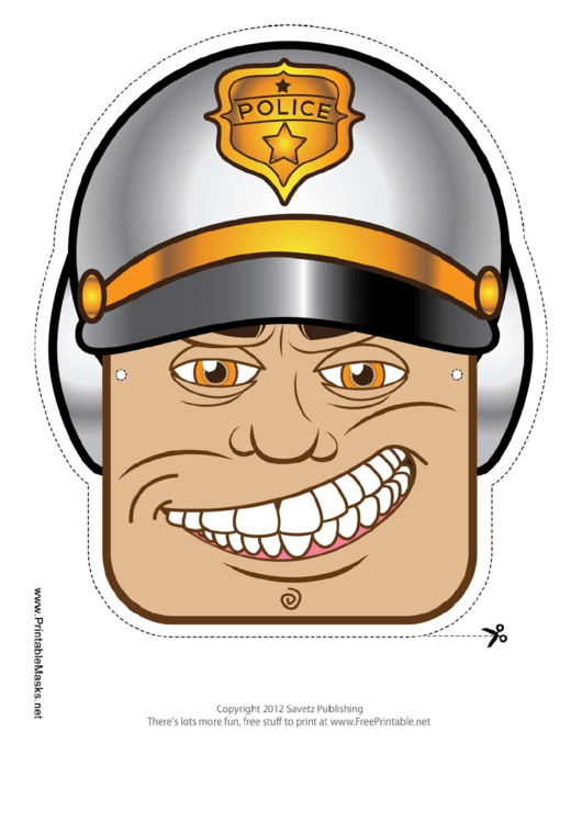 Motorcycle Cop Male Mask Template Printable pdf