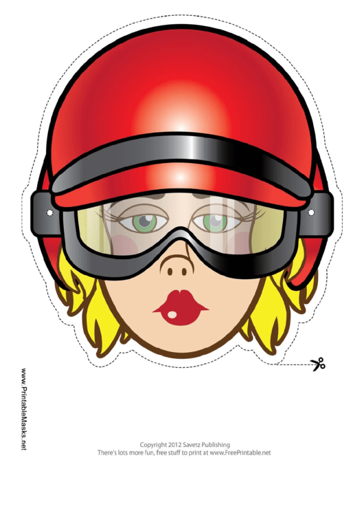 Biker Female Mask Template Printable pdf
