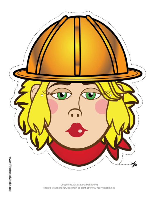 Construction Worker Female Mask Template Printable pdf