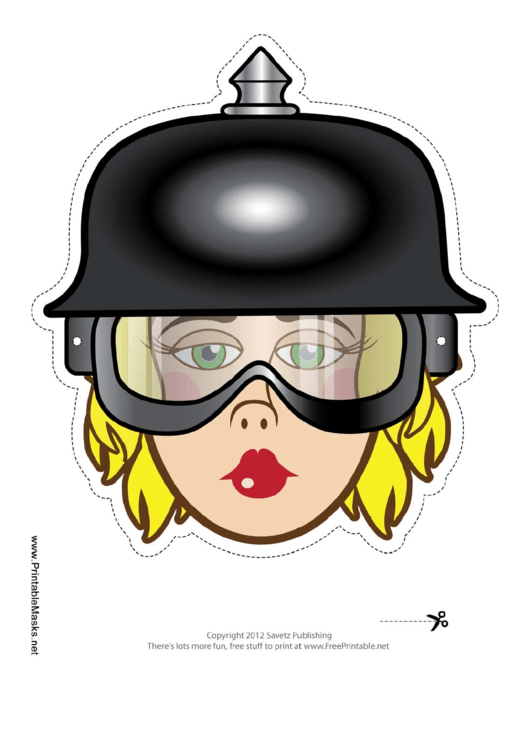 Biker Female Spike Helmet Mask Template Printable pdf