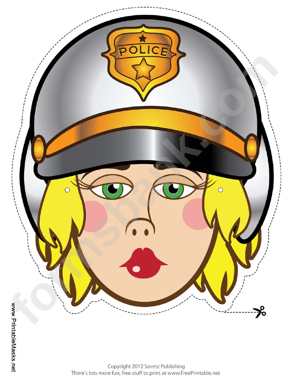 Motorcycle Cop Female Mask Template