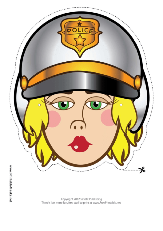 Motorcycle Cop Female Mask Template Printable pdf