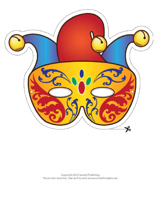 Mardi Gras Jester Mask Template Printable pdf