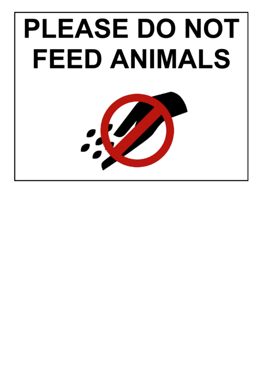 Do Not Feed Animals Sign Printable pdf