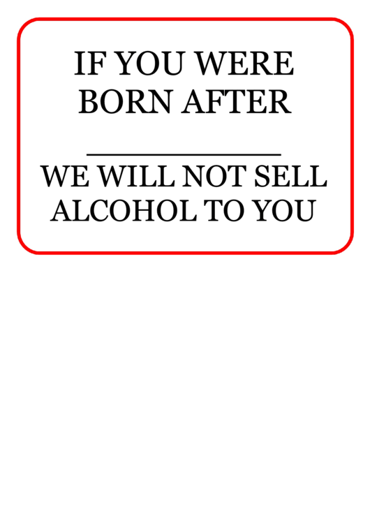 Alcohol Minimum Age Sign Printable pdf