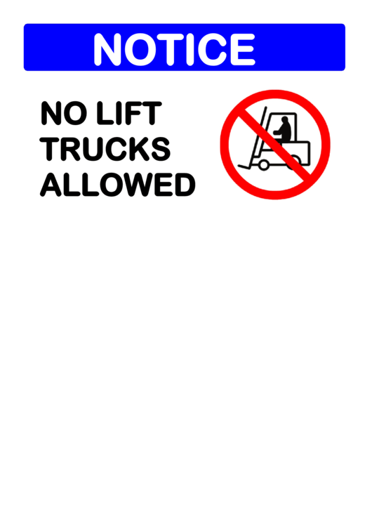 Notice Lift Trucks Sign Printable pdf