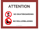 Skateboarding Rollerblading Not Allowed Sign