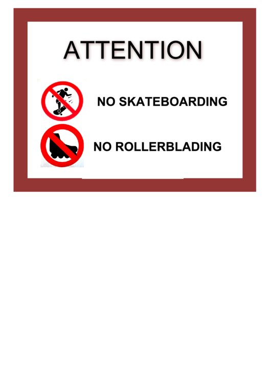 Skateboarding Rollerblading Not Allowed Sign Printable pdf
