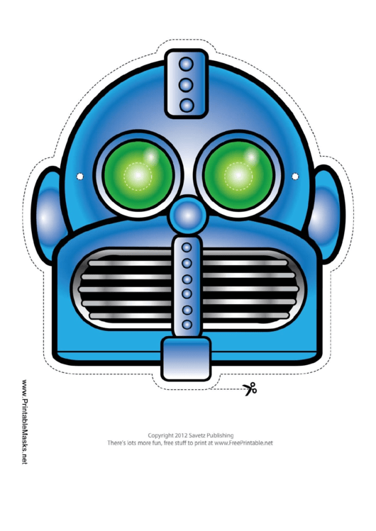 Robot Round Horizontal Mask Template Printable pdf