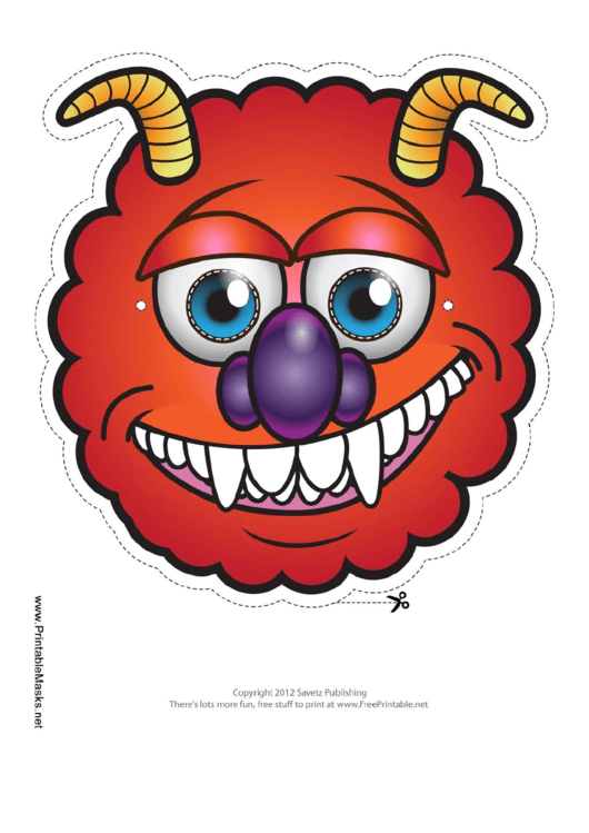 Monster Horns Mask Template Printable pdf